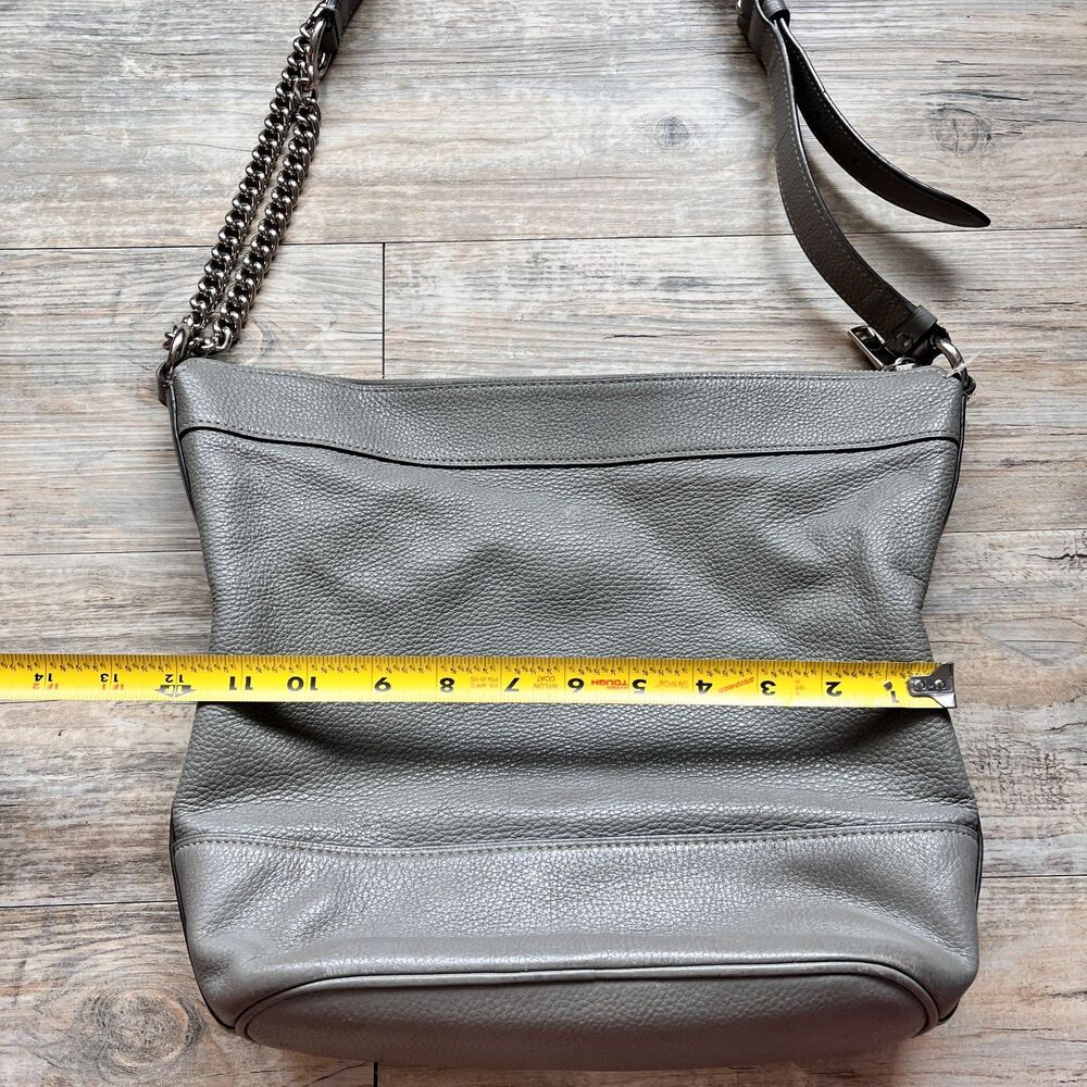 Coach Paxton Duffle Crossbody Grey Pebbled Leather Shoulder Bag Silver Chain - Picture 8 of 14